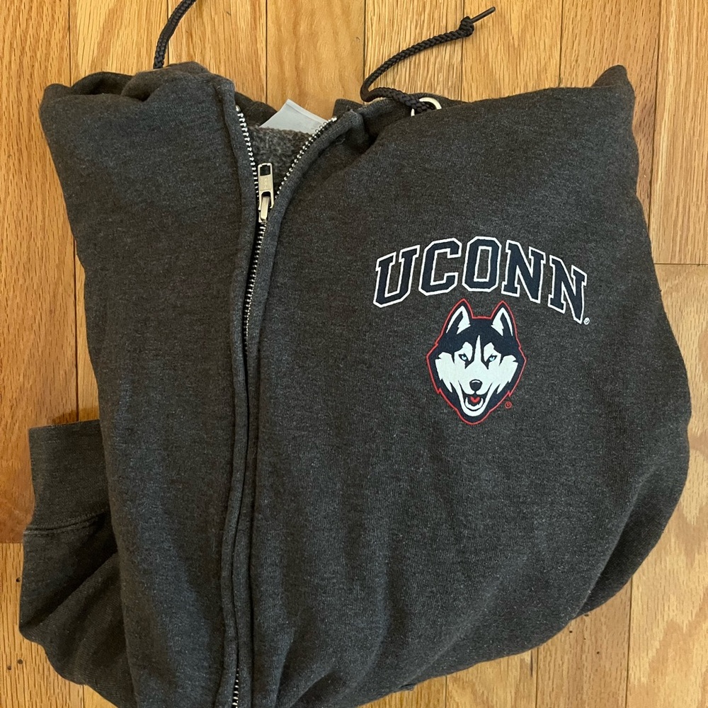 UCONN Champion Dark Gray Zip-Up Hoodie